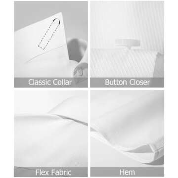 Beninos Mens Long Sleeve Slim Fit Dress Shirts (C455 White,M)