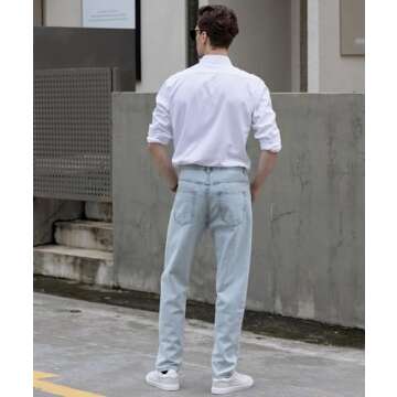 Beninos Mens Long Sleeve Slim Fit Dress Shirts (C455 White,M)