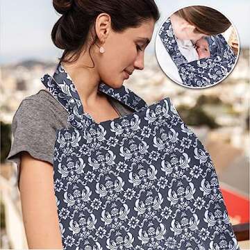 UHINOOS Nursing Cover for Mom Breastfeeding, Baby Privacy Nursing Covers Up Breathable Cotton with A...