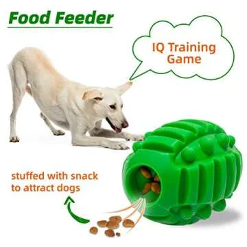 SCENEREAL Durable Dog Squeaky Toys for Aggressive Chewers - 2 Packs Almost Indestructible Natural Rubber Chew Balls - Dog Football Toy -Tough Food Dispensing Toy for Medium Large Breed