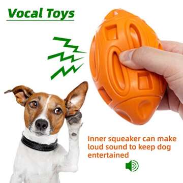 SCENEREAL Durable Dog Squeaky Toys for Aggressive Chewers - 2 Packs Almost Indestructible Natural Rubber Chew Balls - Dog Football Toy -Tough Food Dispensing Toy for Medium Large Breed
