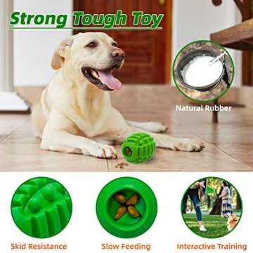 SCENEREAL Durable Dog Squeaky Toys for Aggressive Chewers - 2 Packs Almost Indestructible Natural Rubber Chew Balls - Dog Football Toy -Tough Food Dispensing Toy for Medium Large Breed