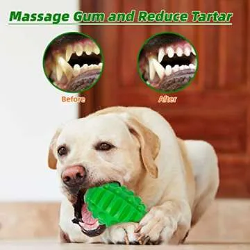 SCENEREAL Durable Dog Squeaky Toys for Aggressive Chewers - 2 Packs Almost Indestructible Natural Rubber Chew Balls - Dog Football Toy -Tough Food Dispensing Toy for Medium Large Breed