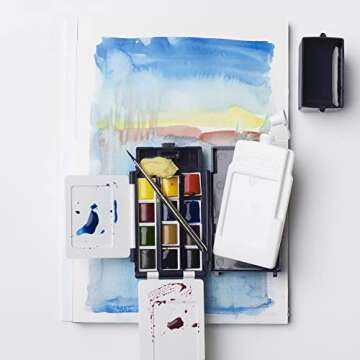 Winsor & Newton Professional Watercolor Paint Set, Compact Set, 12 Half Pan and Accessories