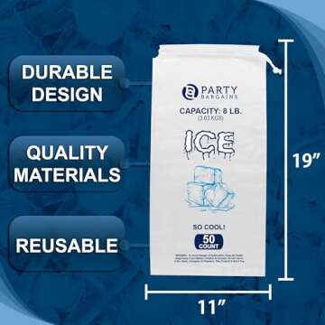 Party Bargains 8 lb Plastic Drawstring Ice Bags 19"x11" (100 Bags)