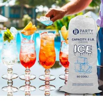 Party Bargains 8 lb Plastic Drawstring Ice Bags 19"x11" (100 Bags)