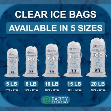 Party Bargains 8 lb Plastic Drawstring Ice Bags 19"x11" (100 Bags)