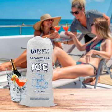 Party Bargains 8 lb Plastic Drawstring Ice Bags 19"x11" (100 Bags)