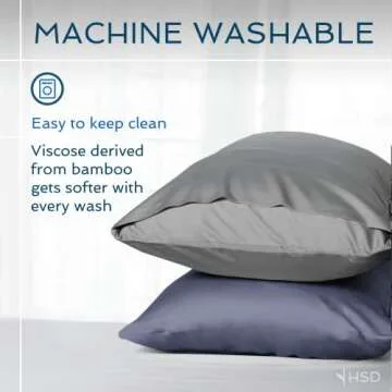 Hotel Sheets Direct Queen Size Pillowcases 2 Pack, 20x30 Inch, Cooling & Breathable Pillow Cases, 100% Viscose Derived from Bamboo Pillow Covers, Silky Soft for Hair & Skin, Bold Look in Navy Blue