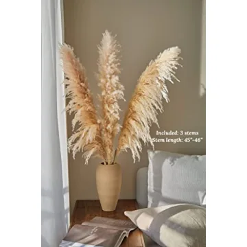 3 Stems XL Dried Pampas Grass Home Decor Wedding