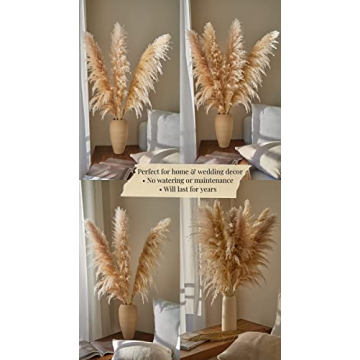3 Stems XL Dried Pampas Grass Home Decor Wedding
