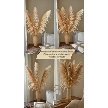 3 Stems XL Dried Pampas Grass Home Decor Wedding