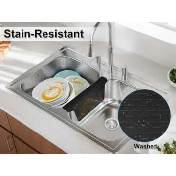 Cukwily Sink Saddle, Kitchen Sink Mat, Divider Protector Mat, No Odor, Super Soft, No Stains, 12.83'' x 11.1''