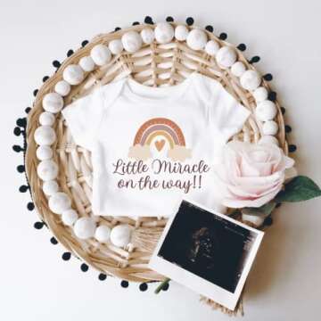 Little Miracle On The way Rainbow Baby Announcement Onesie, IVF Pregnancy Reveal, Infertility Onesie...