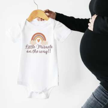 Little Miracle On The way Rainbow Baby Announcement Onesie, IVF Pregnancy Reveal, Infertility Onesies, Miracle Baby, Surprise Pregnancy Announcement Gifts Grandparents, Husband, Family.