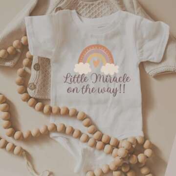 Little Miracle On The way Rainbow Baby Announcement Onesie, IVF Pregnancy Reveal, Infertility Onesies, Miracle Baby, Surprise Pregnancy Announcement Gifts Grandparents, Husband, Family.