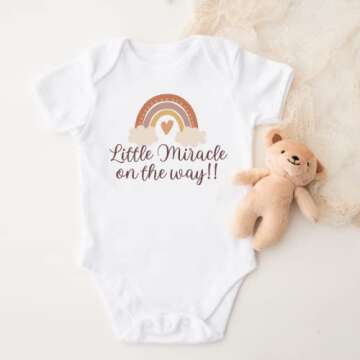 Little Miracle On The way Rainbow Baby Announcement Onesie, IVF Pregnancy Reveal, Infertility Onesies, Miracle Baby, Surprise Pregnancy Announcement Gifts Grandparents, Husband, Family.