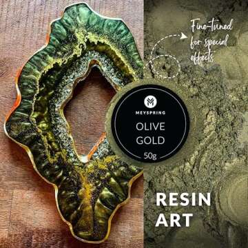 MEYSPRING Olive Gold Epoxy Resin Green Pigment - Perfect for Art & Crafts - 50 Grams