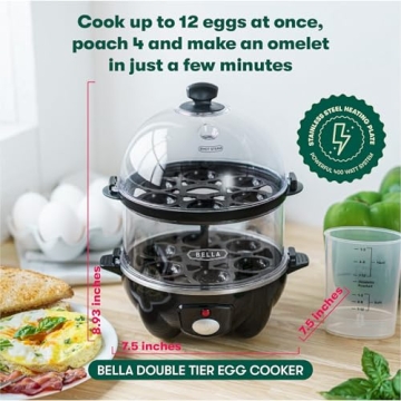 BELLA Double Tier Egg Cooker for Perfectly Cooked Eggs