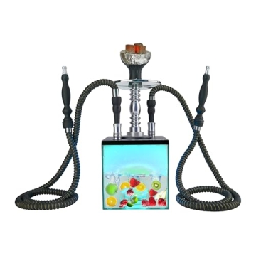 Wide Open for Easy Clean Hookah Set with Everything - ASANMA Updated Cube Modern Shisha include Sili...