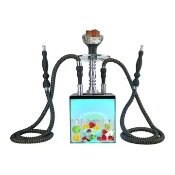 Wide Open for Easy Clean Hookah Set with Everything - ASANMA Updated Cube Modern Shisha include Sili...