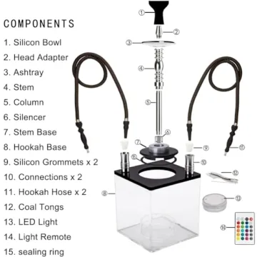 Wide Open Easy Clean Hookah Set with LED - ASANMA