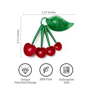 OTOTO Measuring Spoons Set - Teaspoons for Dry & Liquid Ingredients, BPA-free & Dishwasher Safe, Funny Gifts, Baking Accessories, Unique Kitchen Gadgets (Mon Cherry)