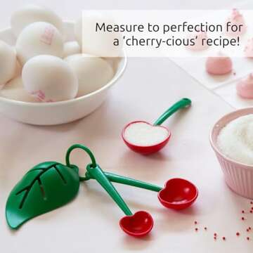 OTOTO Measuring Spoons Set - Teaspoons for Dry & Liquid Ingredients, BPA-free & Dishwasher Safe, Funny Gifts, Baking Accessories, Unique Kitchen Gadgets (Mon Cherry)