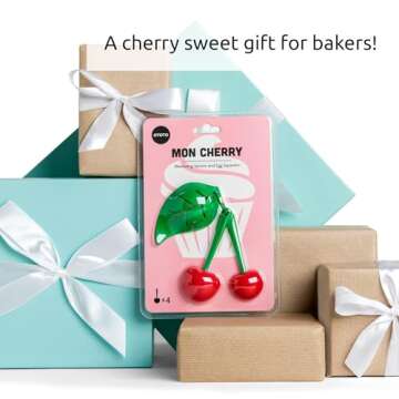 OTOTO Measuring Spoons Set - Teaspoons for Dry & Liquid Ingredients, BPA-free & Dishwasher Safe, Funny Gifts, Baking Accessories, Unique Kitchen Gadgets (Mon Cherry)
