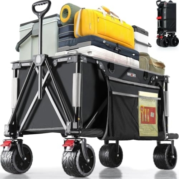 Overmont Folding Utility Wagon - 330Lbs Capacity, All-Terrain Wheels, Compact & Versatile