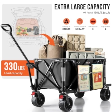Overmont Folding Wagon: 330lbs Capacity & All-Terrain Wheels
