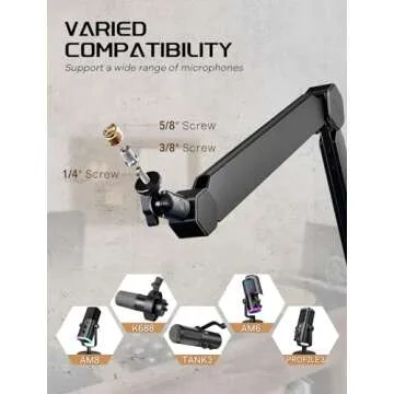 FIFINE Mic Boom Arm, Microphone Stand with Cable Management Channel, Fully Adjustable, Heavy Duty Metal Mic Stand with Desk Mount Clamp for Podcast Recording Home Office-BM66