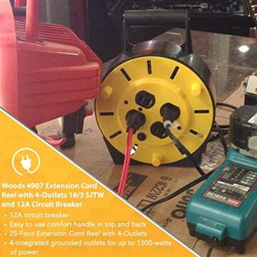 Woods 25ft Light Duty Extension Cord Reel - 4 Outlets