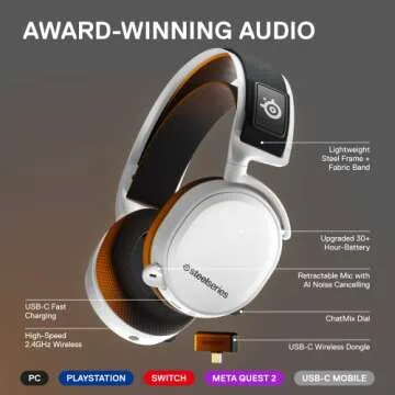 SteelSeries Arctis 7+ Wireless Gaming Headset - Ultimate Flexibility and Sound