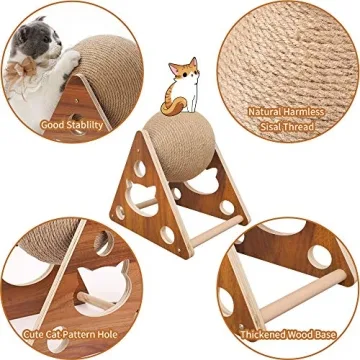 AGYM Natural Sisal Cat Scratching Ball for Interactive Play