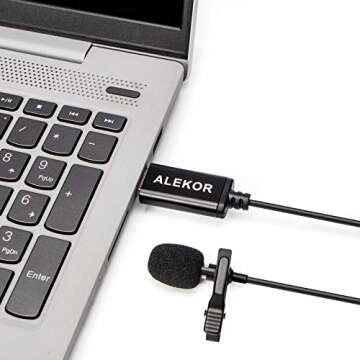 ALEKOR USB Lavalier Microphone Clip-on Lapel Mic Conference Microfono for Computer Laptop Desktop (9.8 feet)