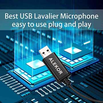 ALEKOR USB Lavalier Microphone Clip-on Lapel Mic Conference Microfono for Computer Laptop Desktop (9.8 feet)