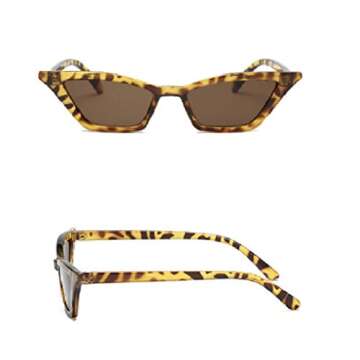 W&Y YING Small Frame Skinny Cat Eye Sunglasses for Women Colorful Lens Mini Narrow Square Retro Cateye Vintage Sunglasses (multi)