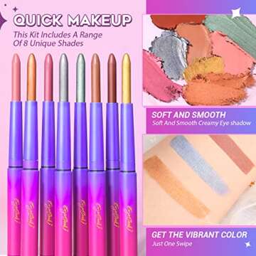 EYESEEK 8PCS Cream Eyeshadow Stick Makeup,Neutral Matte Eye shadow Pencil Crayon Sticks for eyes ,Eye Brightener Stick with Waterproof & Long Lasting,Hypoallergenic Shadow stick Set