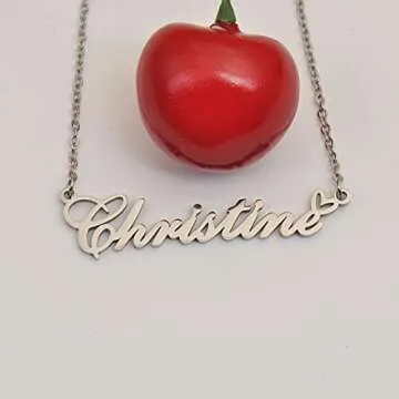 HUAN XUN Name Necklace with Heart Silver Letter Pendant Gifts Custom Name Necklace for Womens Summer