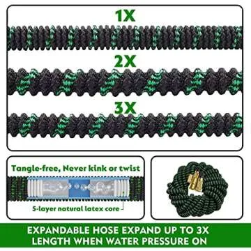 Durable 50 FT Expandable Garden Hose with Brass Connectors