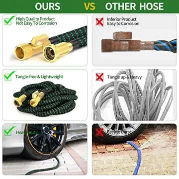 Durable 50 FT Expandable Garden Hose with Brass Connectors