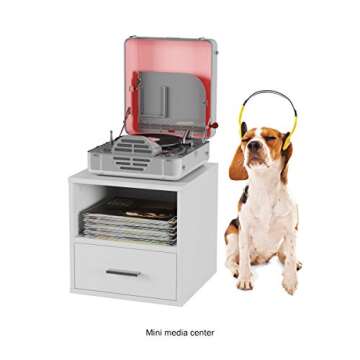 Lavish Home End Stackable Contemporary Minimalist Modular Cube Accent Table with Drawer for Bedroom, Living Room or Office, 16.25 x 15.75 x 15.75 in, Black