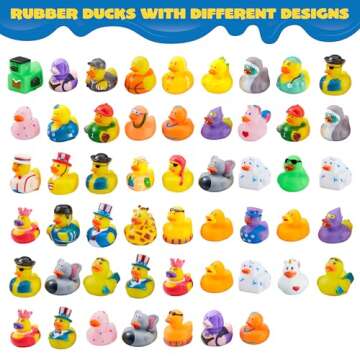JOYIN 30 Pcs Rubber Ducks, Random Assortment Ducks Bulk with Mesh Carry Bag, Mini Rubber Duckies for...