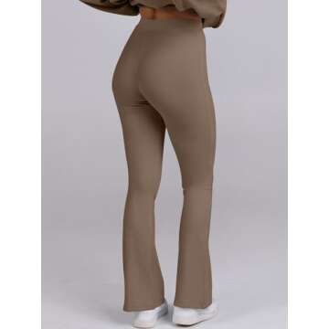 ANRABESS Women 2 Piece Sweatsuits Lounge Set Oversized Fleece Crewneck Sweatshirts Flare Pants 2024 Fall Outfits Clothes Brown Medium