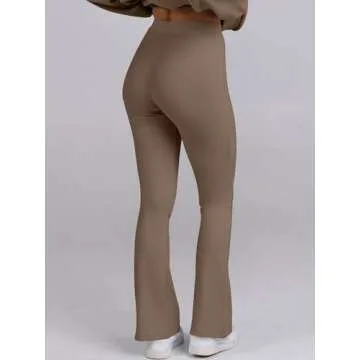 ANRABESS Women 2 Piece Sweatsuits Lounge Set Oversized Fleece Crewneck Sweatshirts Flare Pants 2024 Fall Outfits Clothes Brown Medium