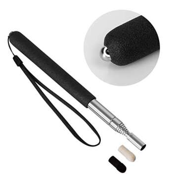Teachers Pointer Sticks, 2 Pack Telescopic Teaching Pointer, Extendable Retractable Whiteboard Pointer with A Lanyard (Black)
