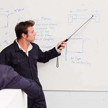 Teachers Pointer Sticks, 2 Pack Telescopic Teaching Pointer, Extendable Retractable Whiteboard Pointer with A Lanyard (Black)