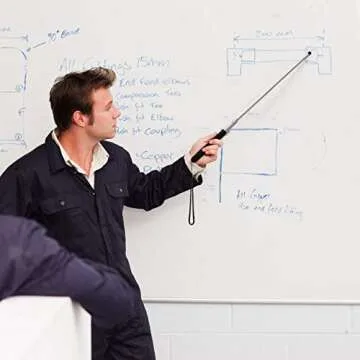Teachers Pointer Sticks, 2 Pack Telescopic Teaching Pointer, Extendable Retractable Whiteboard Pointer with A Lanyard (Black)