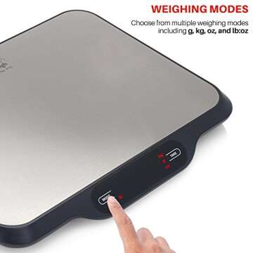 Smart Weigh 33 lbs. x 1g Multi-Functional Digital Postal and Kitchen Food Scale with Wide Stainless ...
